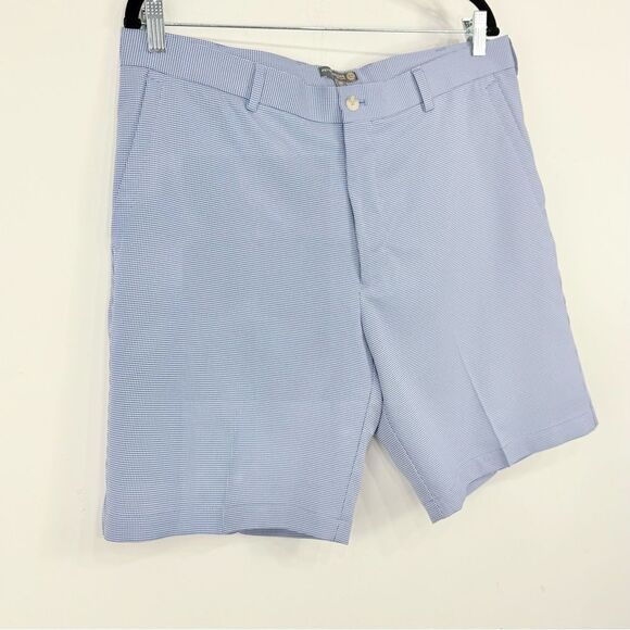 Peter Miller Blue White Micro Houndstooth Print Business Casual Golf Short - Picture 2 of 13